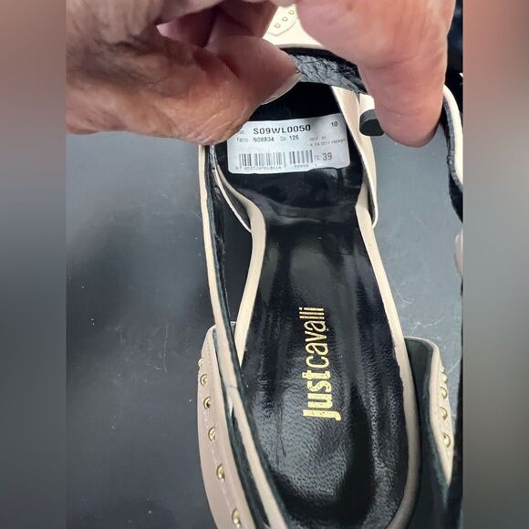 Just Cavalli Nude Low Heel Shoes with Gold Metal Studs - Picture 11 of 14